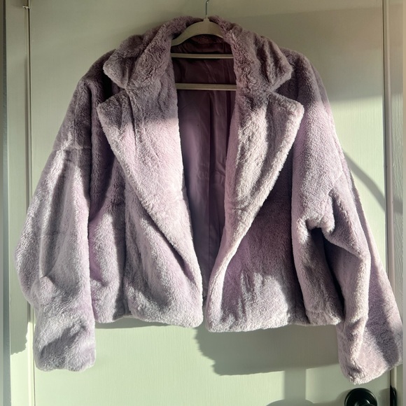 Women's Winter Cropped Faux Fur Bolero Jacket Notch Lapel Collar Dropped Coat - Picture 7 of 16